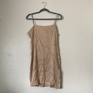 Gold cheetah print satin dress